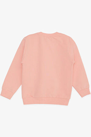 Breeze Kız Bebek Sweatshirt Simli Çiçek Baskılı 9 Ay-3 Yaş, Somon