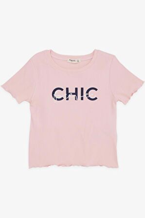 Breeze Kız Çocuk Tişört Crop Yazı Baskılı 8-14 Yaş, Pembe