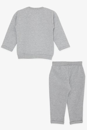 Breeze Kız Bebek Eşofman Takımı Sevimli Hayvancık Dostlar 4 Ay-1.5 Yaş, Açık Gri Melanj