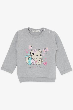 Breeze Kız Bebek Eşofman Takımı Sevimli Hayvancık Dostlar 4 Ay-1.5 Yaş, Açık Gri Melanj