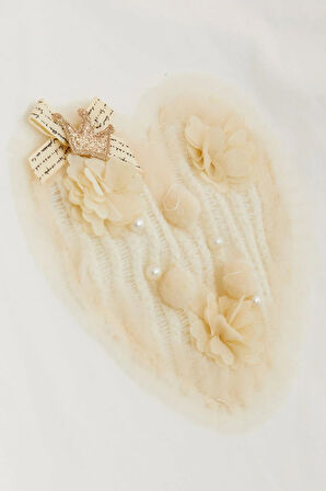 Breeze Kız Çocuk Uzun Kollu Tişört Ponponlu İncili 1-4 Yaş, Ekru