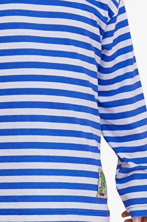 BREEZE Erkek Bebek Uzun Kollu Tişört Patlı Çizgili Dinozor Baskılı 9 Ay-3 Yaş, Koyu Mavi