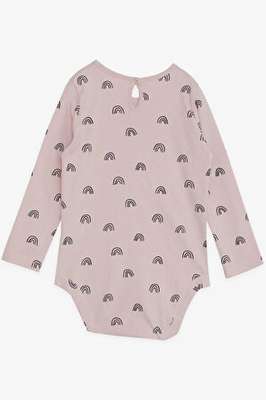 Export Kız Bebek Çıtçtlı Zıbın Body Desenli 0-1 Yaş, Pudra