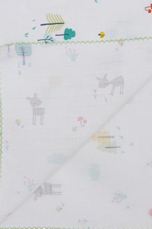 Breeze Yenidoğan Bebek Müslin Battaniye Bahar Temalı Ceylancık Desenli Ekru