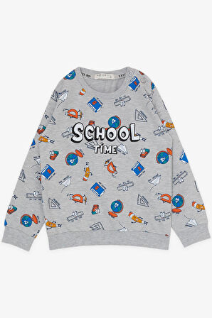 Breeze Girls & Boys Erkek Çocuk Eşofman Takımı Okul Temalı 1.5-5 Yaş, Gri Melanj