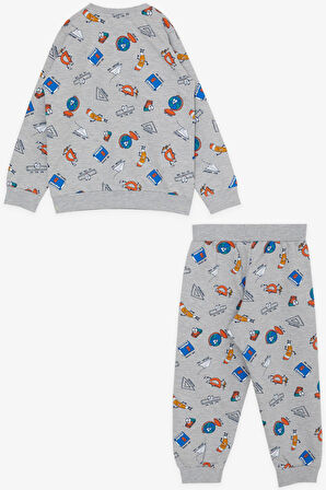 Breeze Girls & Boys Erkek Çocuk Eşofman Takımı Okul Temalı 1.5-5 Yaş, Gri Melanj