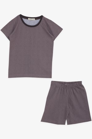 Breeze Girls & Boys Erkek Bebek Şortlu Pijama Takımı Gülenyüz Meşe Palamutu Desenli 9 Ay-3 Yaş, Vizon