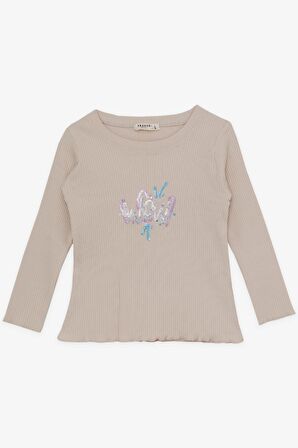 BREEZE Kız Çocuk Tayt Takımı Pullu Yazı Baskılı 1.5-5 Yaş, Taş