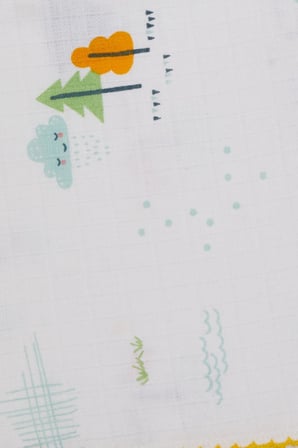 Breeze Yenidoğan Bebek Müslin Battaniye Yaz Temalı Güneş Desenli Ekru