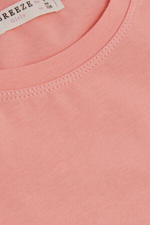 Breeze Kız Çocuk Uzun Kollu Tişört Sevimli Tavşancık Baskılı Omzu Fırfırlı 1-4 Yaş, Somon