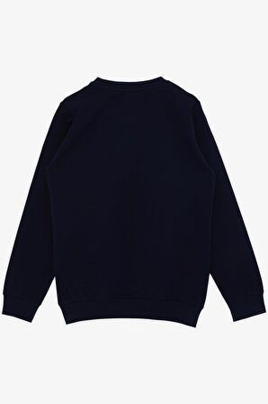 BREEZE Kız Çocuk Sweatshirt Çiçek Baskılı 6-12 Yaş, Lacivert