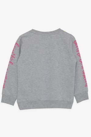 Breeze Kız Çocuk Sweatshirt Unicorn Baskılı 2-6 Yaş, Gri Melanj