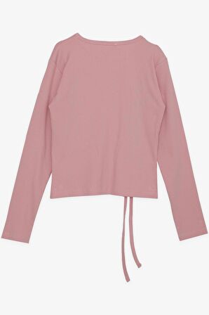 BREEZE Kız Çocuk Uzun Kollu Tişört Büzgülü 8-14 Yaş, Gülkurusu