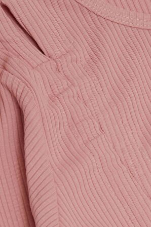 BREEZE Kız Çocuk Uzun Kollu Tişört Büzgülü 8-14 Yaş, Gülkurusu