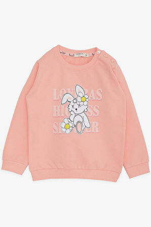 Breeze Kız Çocuk Sweatshirt Tavşancık Baskılı 1.5-5 Yaş, Somon
