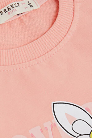Breeze Kız Çocuk Sweatshirt Tavşancık Baskılı 1.5-5 Yaş, Somon