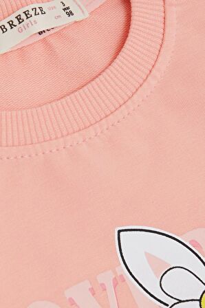 BREEZE Kız Çocuk Sweatshirt Tavşancık Baskılı 1.5-5 Yaş, Somon