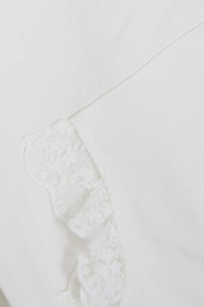 BREEZE Kız Çocuk Sweatshirt Kanguru Cepli Yazı Baskılı Güpürlü 3-8 Yaş, Ekru