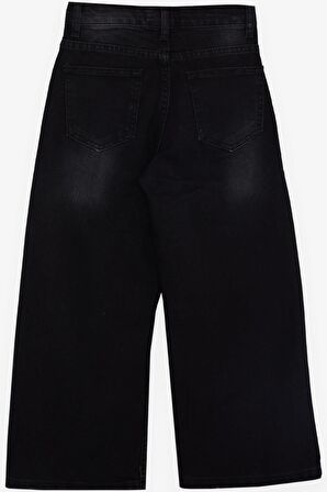 BREEZE Kız Çocuk Kot Pantolon Geniş Paça Cepli 5-9 Yaş, Siyah