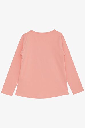 BREEZE Kız Çocuk Uzun Kollu Tişört Dostluk Temalı Havalı Kızlar Baskılı 4-8 Yaş, Somon