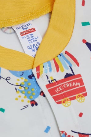 BREEZE Erkek Bebek Patikli Tulum Sirk Temalı 0-6 Ay, Beyaz