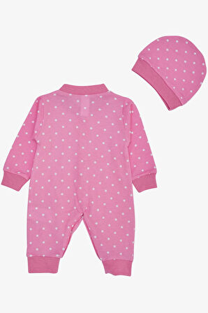 Breeze Kız Bebek Tulum Puantiye Desenli 0-6 Ay, Pembe