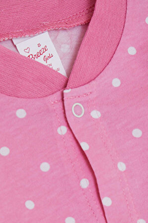 Breeze Kız Bebek Tulum Puantiye Desenli 0-6 Ay, Pembe