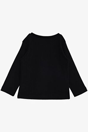 BREEZE GİRLS & BOYS Erkek Çocuk Uzun Kollu Tişört Yazı Baskılı 1-4 Yaş, Siyah