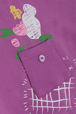 Breeze Kız Çocuk Sweatshirt Cepli Çiçek Baskılı 1-4 Yaş, Eflatun