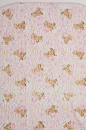 Breeze Golden Yenidoğan Bebek Battaniyesi Emboss Kabartma Ayıcık Desenli Pembe