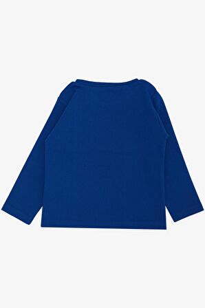 BREEZE GİRLS & BOYS Erkek Çocuk Uzun Kollu Tişört Kaykaycı Gözlüklü Dinozor Baskılı 1-4 Yaş, Saks Mavisi
