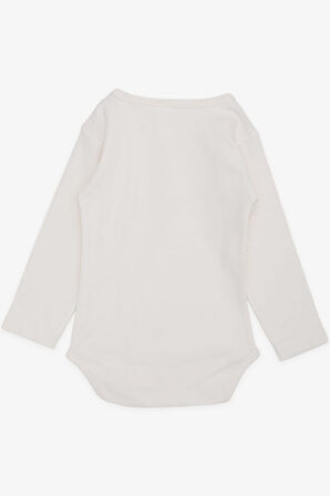 Breeze Kız Bebek Çıtçıtlı Zıbın Body Sevimli Kedicik Baskılı 9 Ay-3 Yaş, Krem