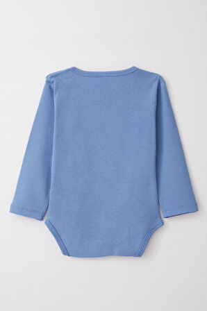 Breeze Erkek Bebek Çıtçıtlı Body Pilot Hayvancıklar Baskılı 9 Ay-3 Yaş, Mavi