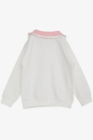 BREEZE Kız Çocuk Sweatshirt Tavşan Nakışlı Düğmeli 2-6 Yaş, Ekru