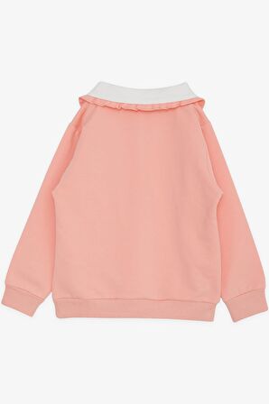BREEZE Kız Çocuk Sweatshirt Tavşan Nakışlı Düğmeli 2-6 Yaş, Somon