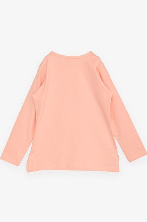 Breeze Kız Çocuk Uzun Kollu Tişört Prenses Kuğu Baskılı Pullu 2-6 Yaş, Somon