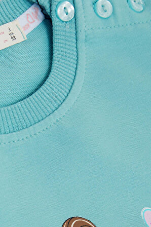 Breeze Kız Çocuk Sweatshirt Havalı Kız Baskılı 1.5-5 Yaş, Su Yeşili