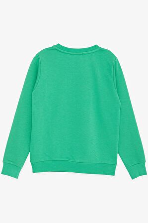 BREEZE GİRLS & BOYS Erkek Çocuk Sweatshirt Yazı Baskılı 8-14 Yaş, Yeşil