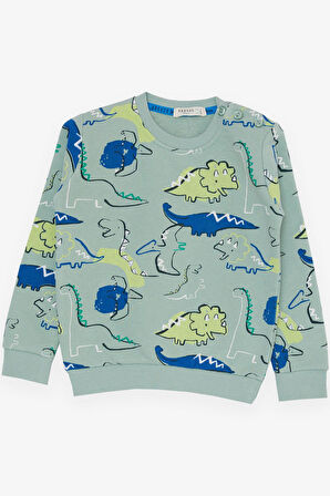 Breeze Girls & Boys Erkek Çocuk Eşofman Takım Dinozor Desenli Bağcık Aksesuarlı 2-6 Yaş, Mint Yeşili