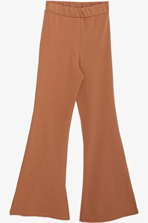 BREEZE Kız Çocuk 3 lü Taytlı Takım Fitilli Fermuarlı Yazı Baskılı 9-14 Yaş, Kahverengi