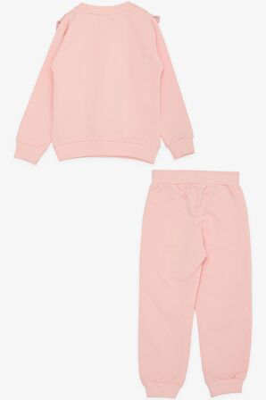 BREEZE Kız Çocuk Eşofman Takım Güpürlü Nakışlı 3-8 Yaş, Pembe