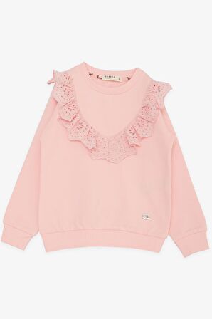 BREEZE Kız Çocuk Eşofman Takım Güpürlü Nakışlı 3-8 Yaş, Pembe
