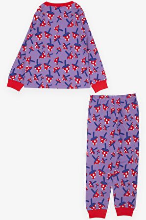 BREEZE Kız Çocuk Pijama Takımı Mantar Desenli 1-4 Yaş, Lila