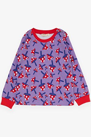 BREEZE Kız Çocuk Pijama Takımı Mantar Desenli 1-4 Yaş, Lila