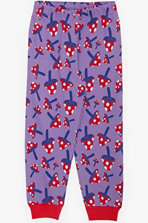 BREEZE Kız Çocuk Pijama Takımı Mantar Desenli 1-4 Yaş, Lila