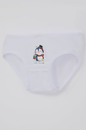 Katamino Kız Çocuk Slip 3 Lü Yılbaşı Temalı Sevimli Penguen Baskılı 1-10 Yaş, Karışık Renk