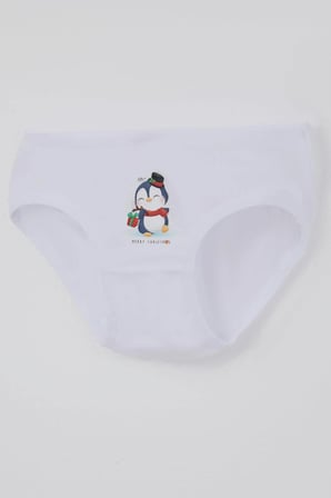Katamino Kız Çocuk Slip 3 Lü Yılbaşı Temalı Sevimli Penguen Baskılı 1-10 Yaş, Karışık Renk
