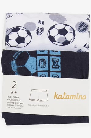 Katamino Erkek Çocuk 2 Li Boxer Futbol Temalı 1-12 Yaş, Karışık Renk