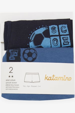 Katamino Erkek Çocuk 2 Li Boxer Futbol Temalı 1-12 Yaş, Karışık Renk