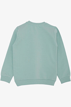Breeze Kız Çocuk Sweatshirt Sevimli Ceylan Taçlı Ceylancık Baskılı 1.5-5 Yaş, Mint Yeşili